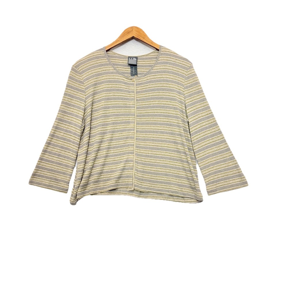 Lilith Paris Cardigan Women's Large‎ Striped with Metallic Lightweight Classic